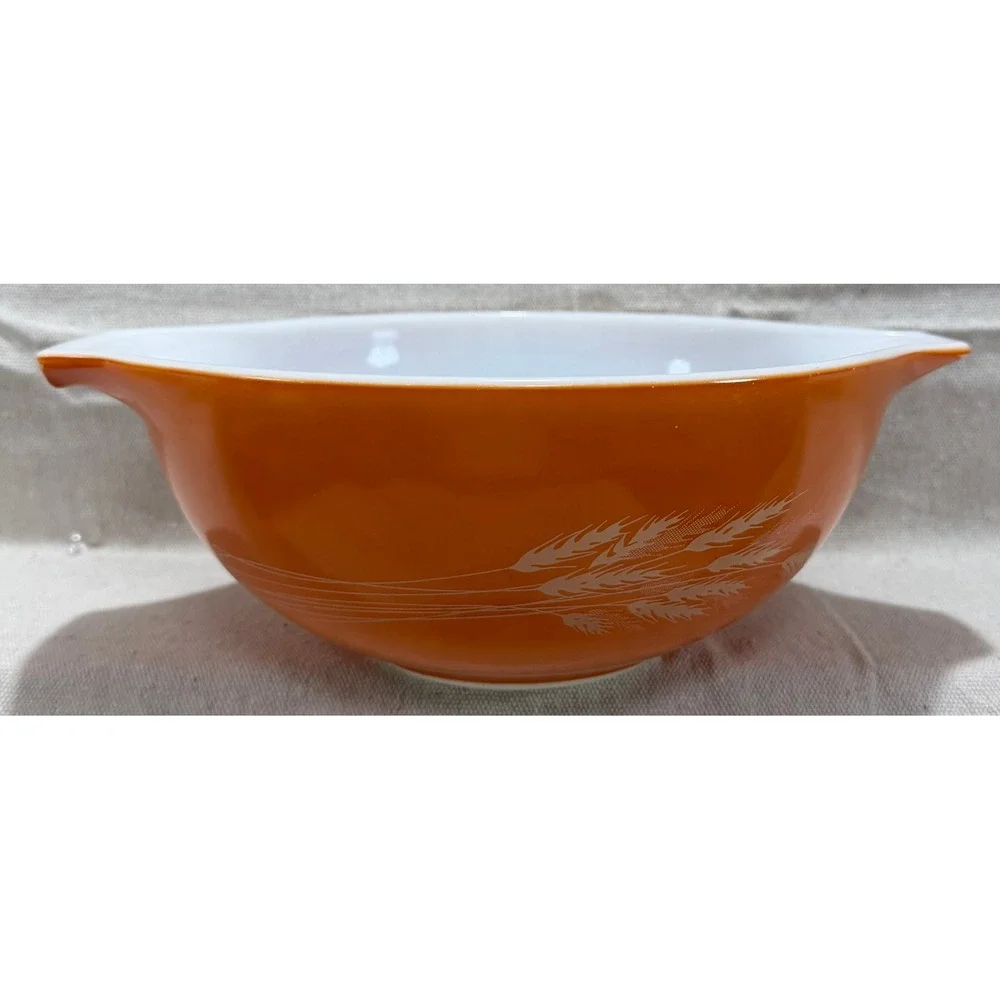 Vintage Pyrex Autumn Harvest Orange Wheat Cinderella Mixing Bowl 2.5 Qt 443